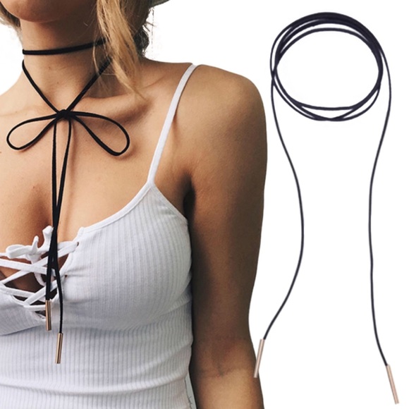 🆕 Faux Suede Wrap Around Choker Necklace - Picture 4 of 7